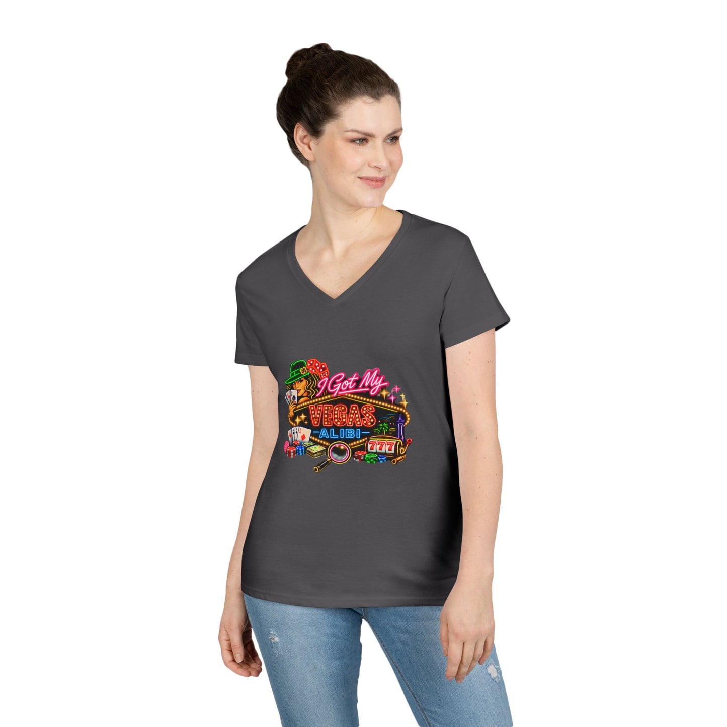 I Got My Vegas Alibi - Ladies' V-Neck T-Shirt (No Logo)