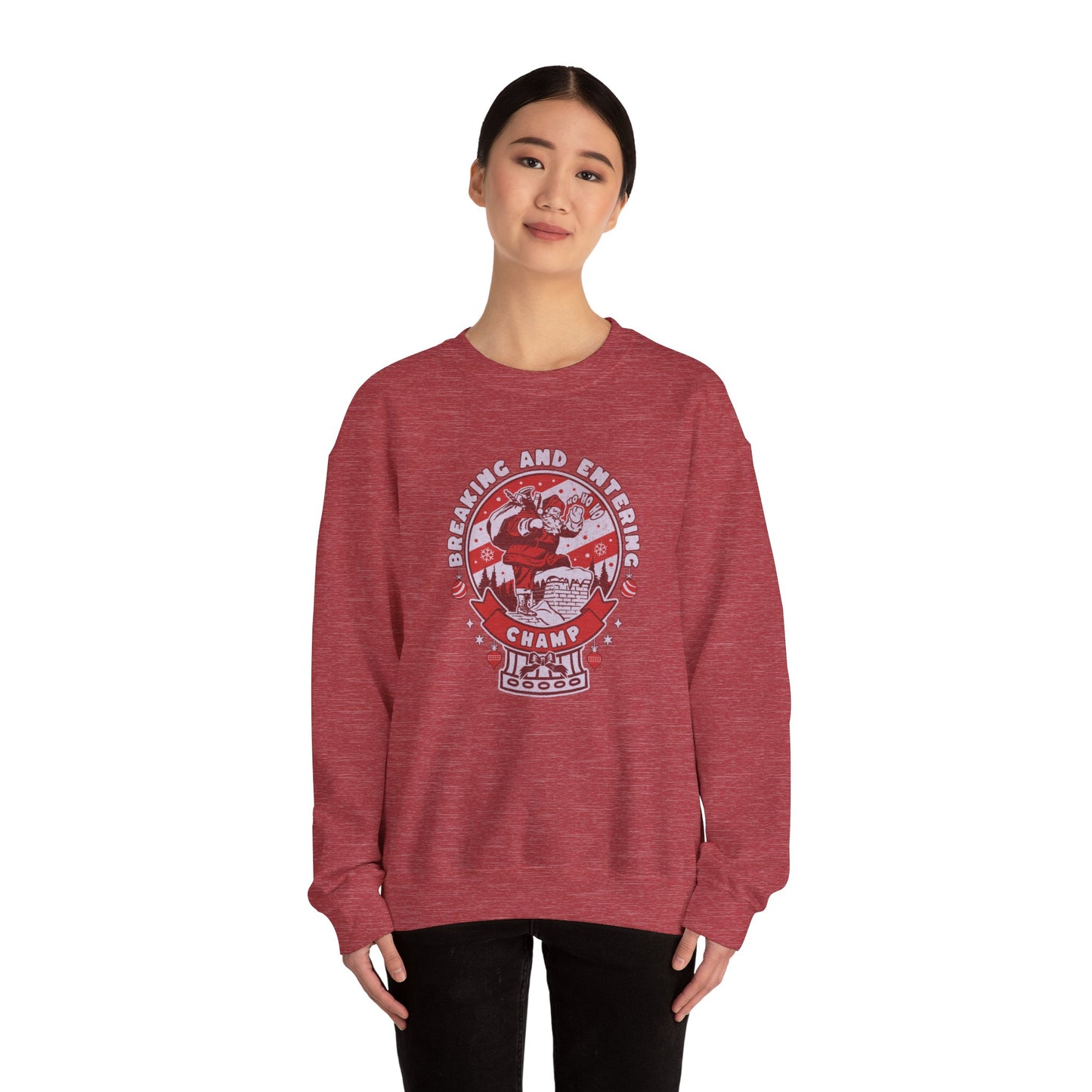 new! Christmas Breaking and Entering Champ Unisex Crewneck Sweatshirt - Fun & Cozy Gift for Gamers