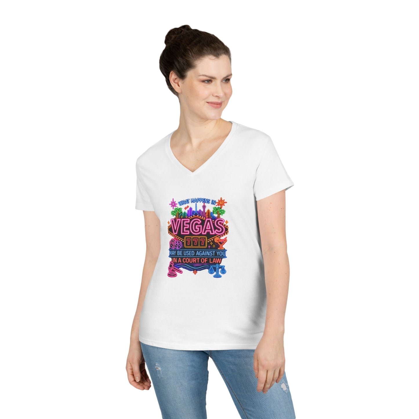 V-Neck T-Shirt – "What Happens in Vegas" No Logo