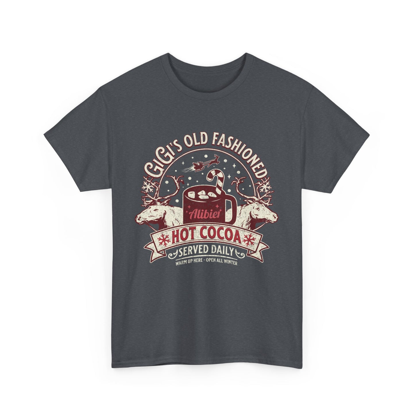 Christmas Vintage Hot Cocoa Unisex Heavy Cotton Tee - Perfect for Winter and Holiday Cheer