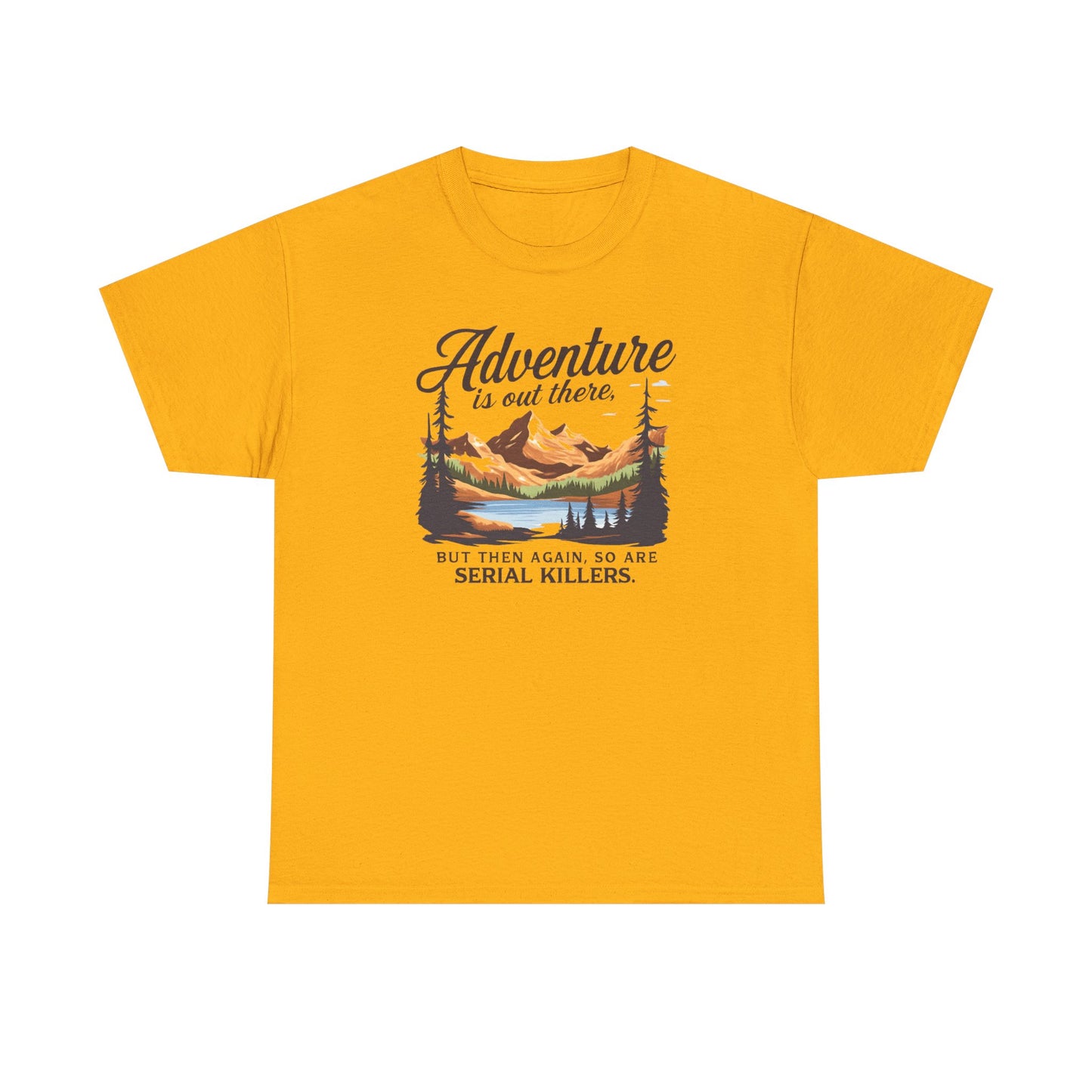 Adventure Is Out There Tee — Retro Mountain Camping Graphic T‑Shirt