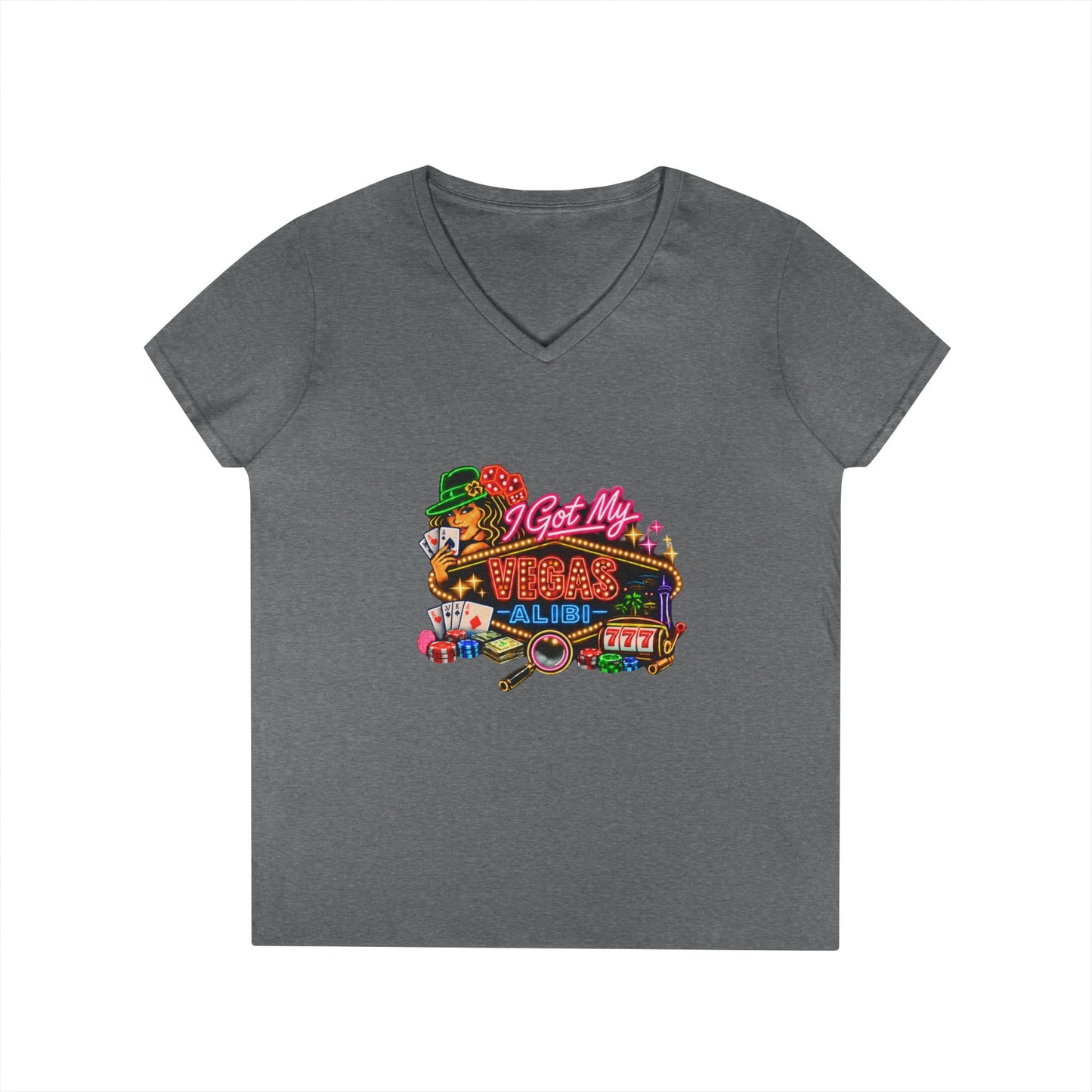 I Got My Vegas Alibi - Ladies' V-Neck T-Shirt (No Logo)