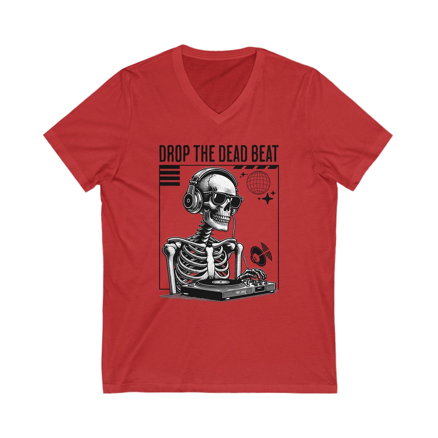 Halloween Drop The Dead Beat Unisex Jersey Short Sleeve V-Neck Tee